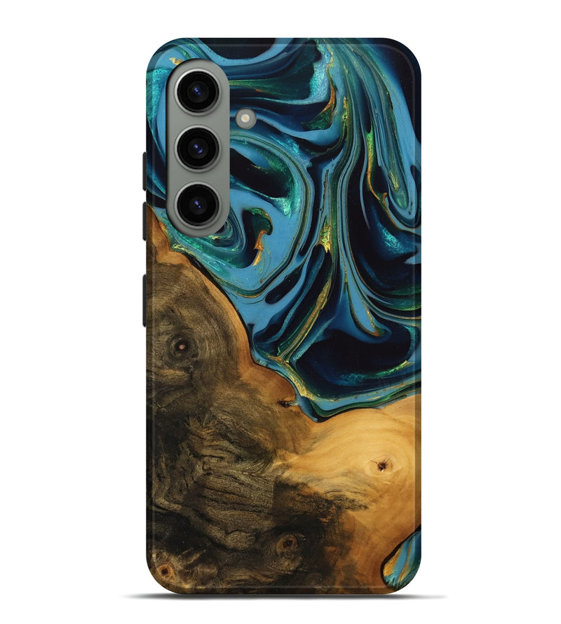 Galaxy S24 Plus Wood Live Edge Phone Case - Collins (Teal & Gold, 746304)