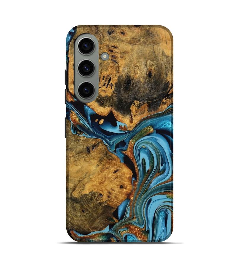 Galaxy S24 Wood Live Edge Phone Case - Roxanne (Teal & Gold, 746305)