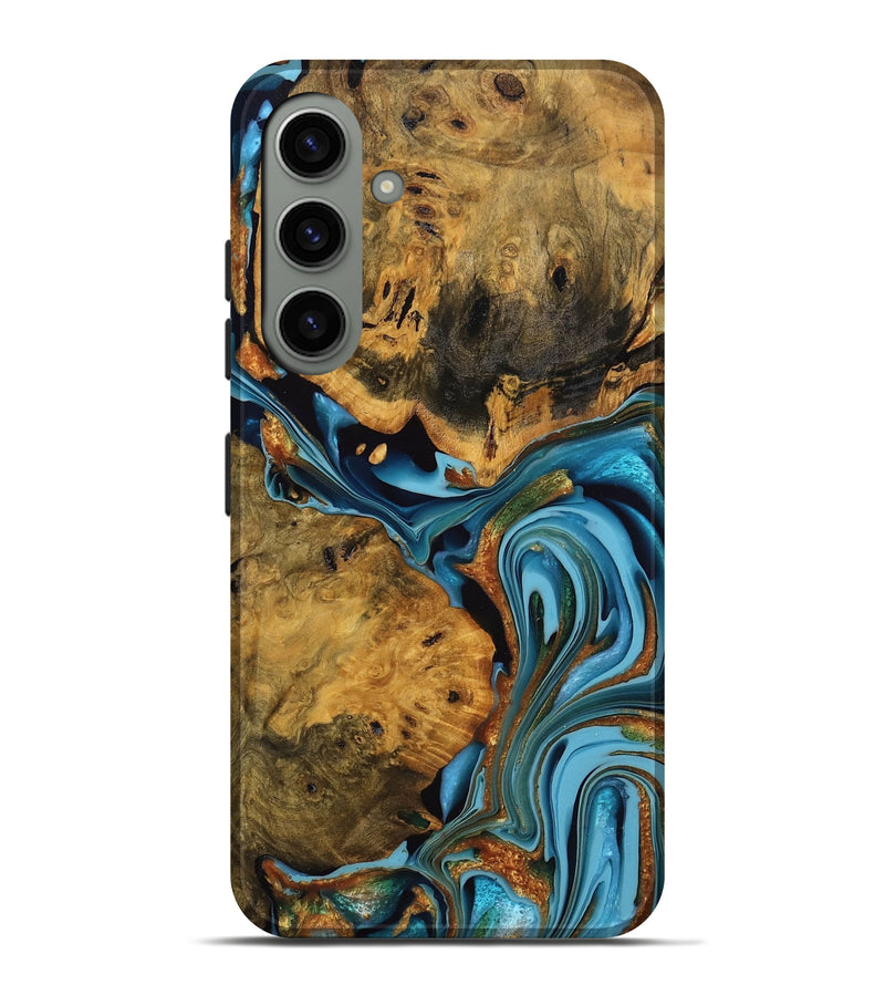 Galaxy S24 Plus Wood Live Edge Phone Case - Roxanne (Teal & Gold, 746305)