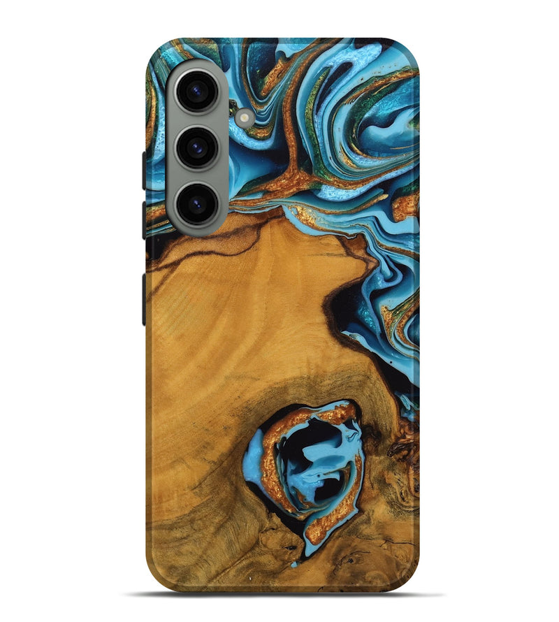 Galaxy S24 Plus Wood Live Edge Phone Case - Noe (Teal & Gold, 746306)