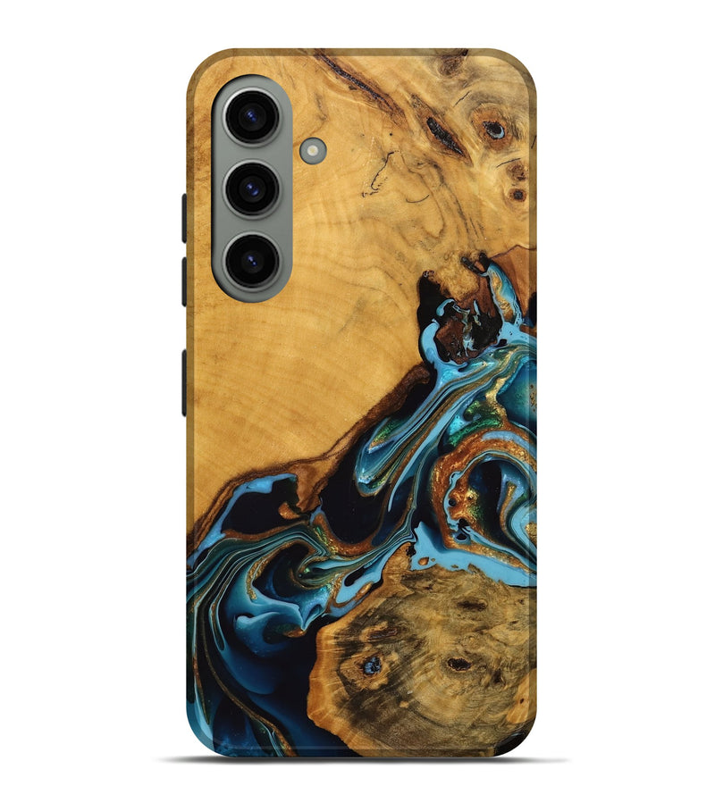 Galaxy S24 Plus Wood Live Edge Phone Case - Elena (Teal & Gold, 746307)