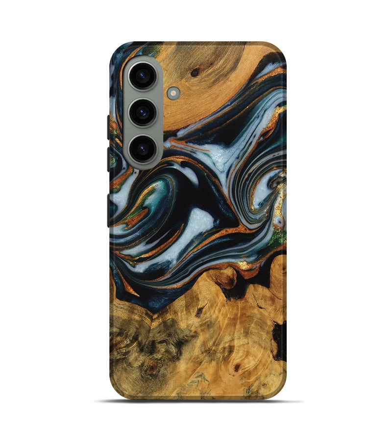 Galaxy S24 Wood Live Edge Phone Case - Debi (Teal & Gold, 746310)