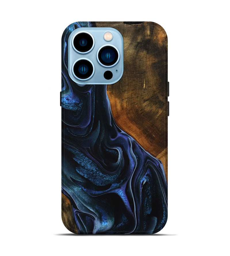 iPhone 14 Pro Wood Live Edge Phone Case - Julia (Blue, 746312)