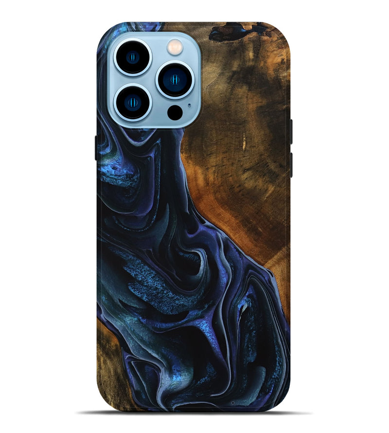 iPhone 14 Pro Max Wood Live Edge Phone Case - Julia (Blue, 746312)