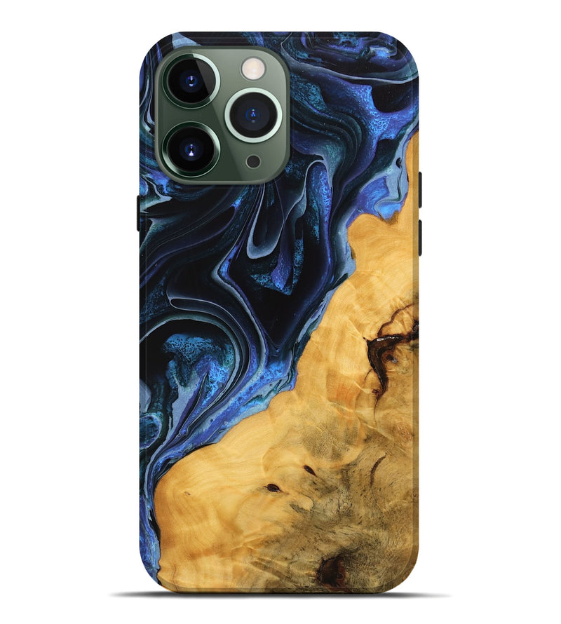 iPhone 13 Pro Max Wood Live Edge Phone Case - Hal (Blue, 746313)