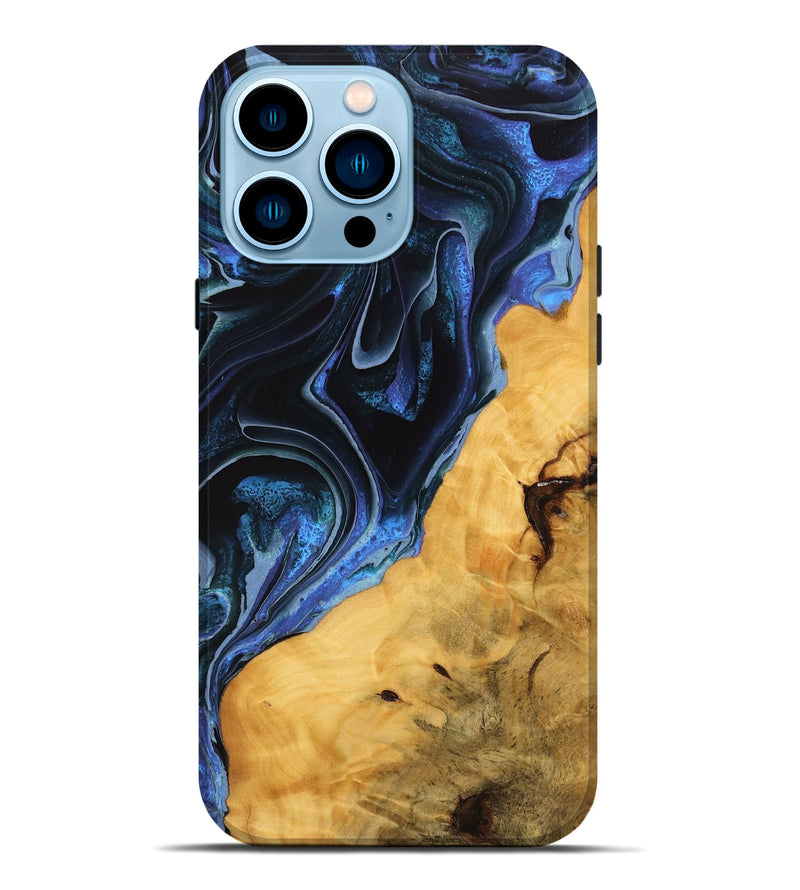 iPhone 14 Pro Max Wood Live Edge Phone Case - Hal (Blue, 746313)