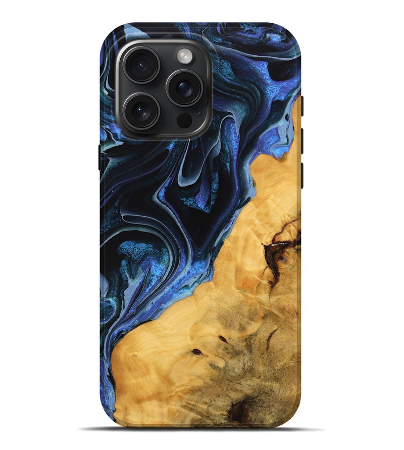 iPhone 16 Pro Max Wood Live Edge Phone Case - Hal (Blue, 746313)