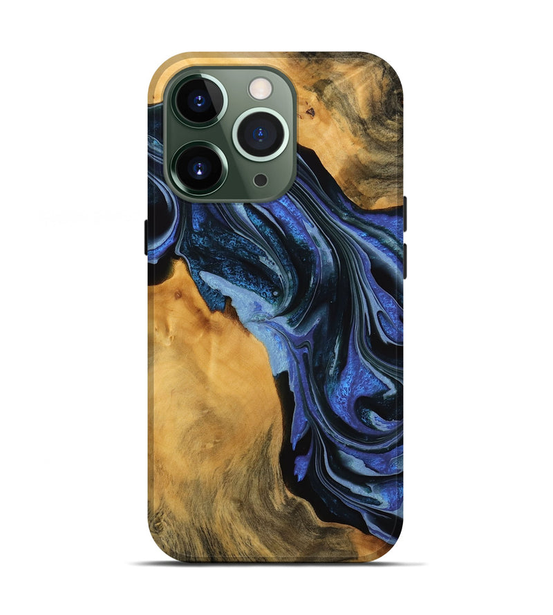 iPhone 13 Pro Wood Live Edge Phone Case - Etha (Blue, 746315)