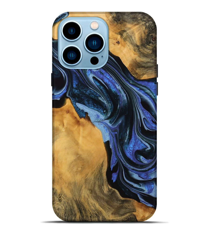 iPhone 14 Pro Max Wood Live Edge Phone Case - Etha (Blue, 746315)