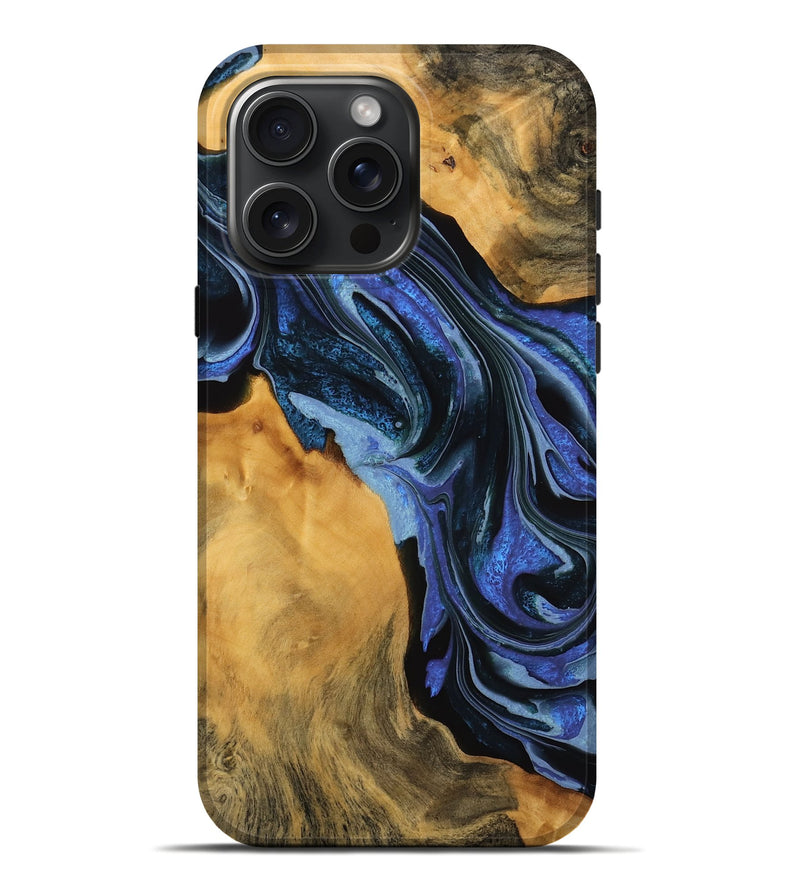 iPhone 16 Pro Max Wood Live Edge Phone Case - Etha (Blue, 746315)