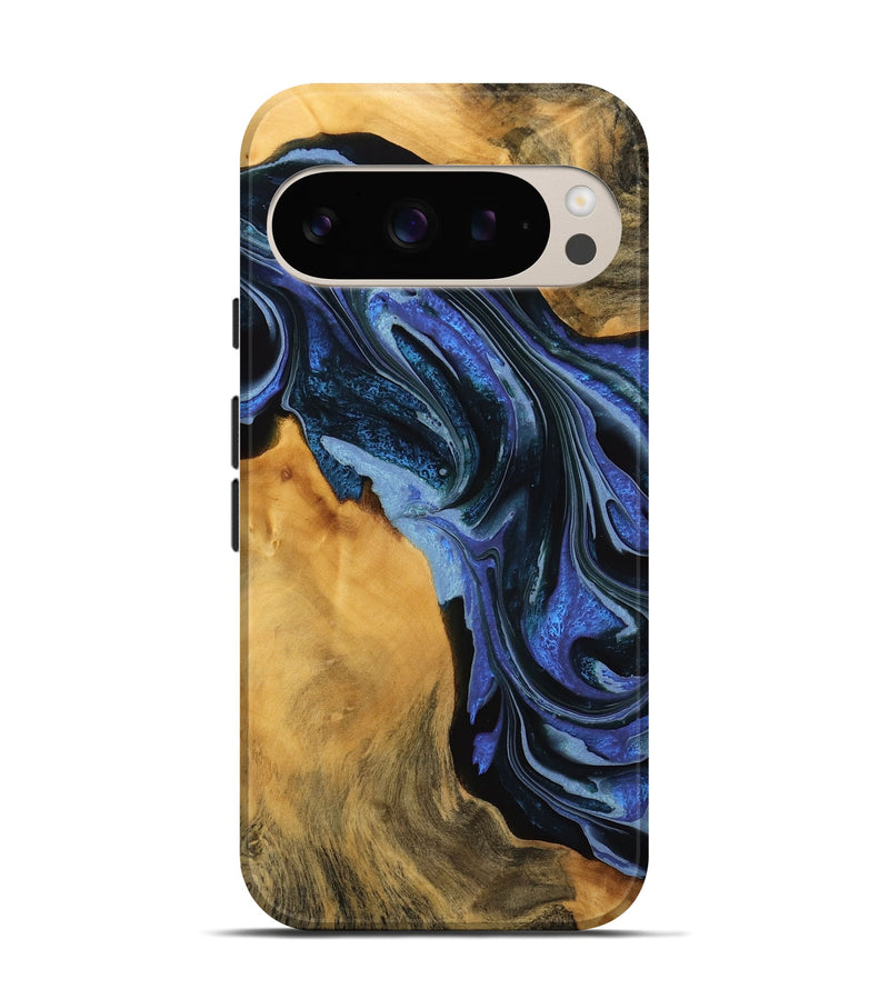 Pixel 9 Pro Wood Live Edge Phone Case - Etha (Blue, 746315)