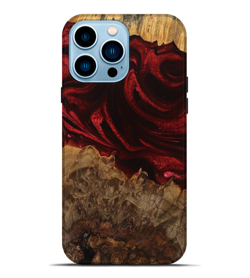 iPhone 14 Pro Max Wood Live Edge Phone Case - Maya (Red, 746316)