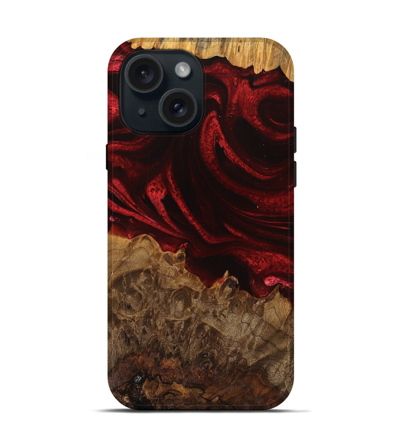 iPhone 15 Wood Live Edge Phone Case - Maya (Red, 746316)