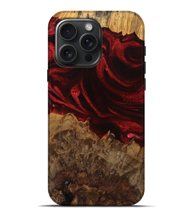 iPhone 16 Pro Max Wood Live Edge Phone Case - Maya (Red, 746316)