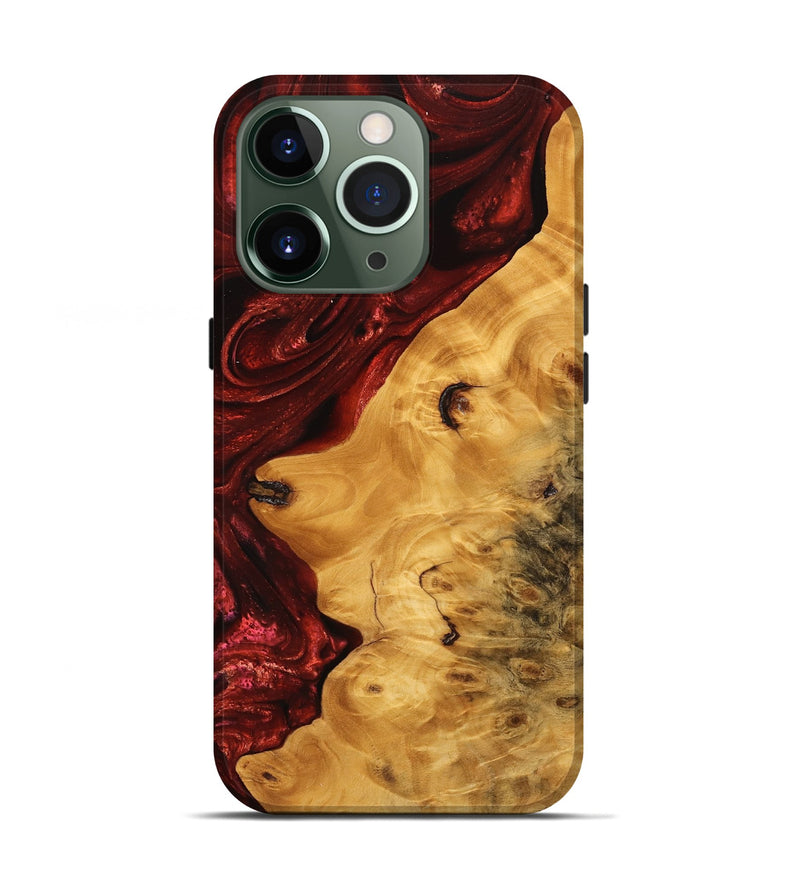 iPhone 13 Pro Wood Live Edge Phone Case - Lorie (Red, 746318)