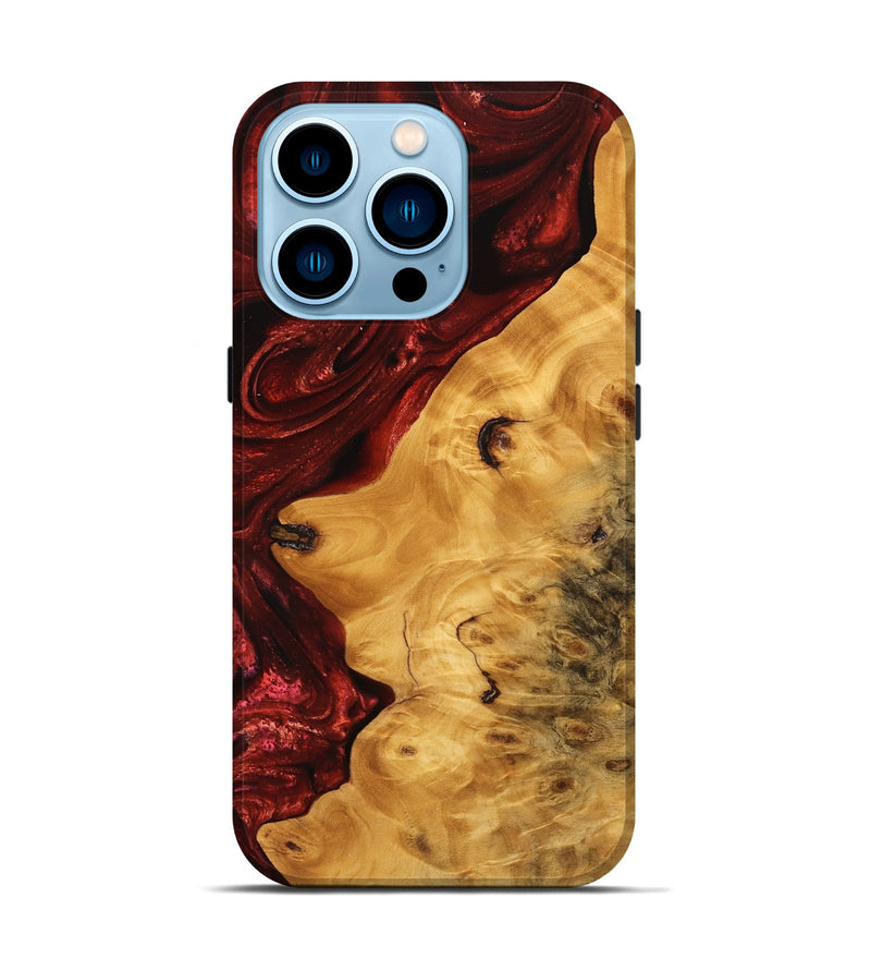 iPhone 14 Pro Wood Live Edge Phone Case - Lorie (Red, 746318)