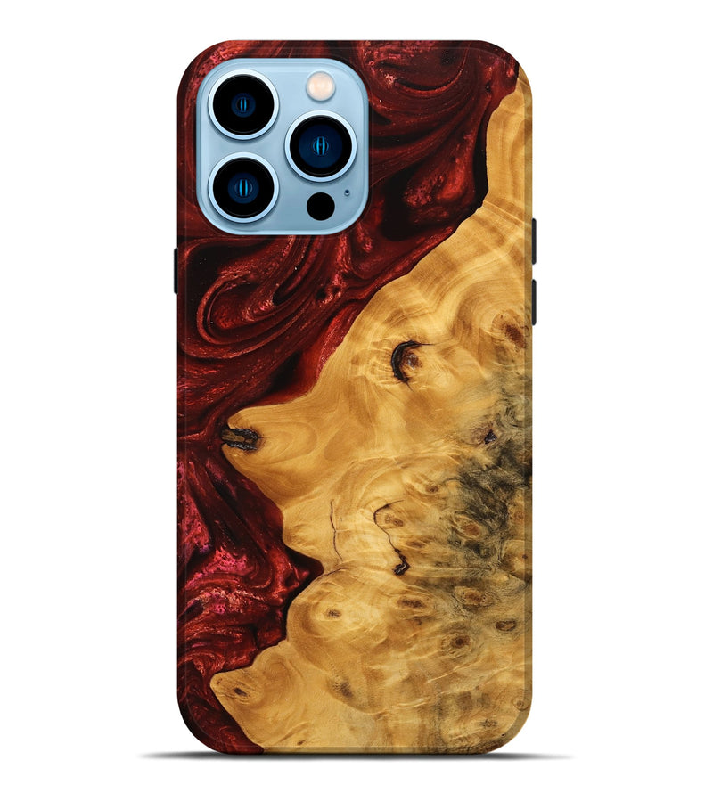 iPhone 14 Pro Max Wood Live Edge Phone Case - Lorie (Red, 746318)