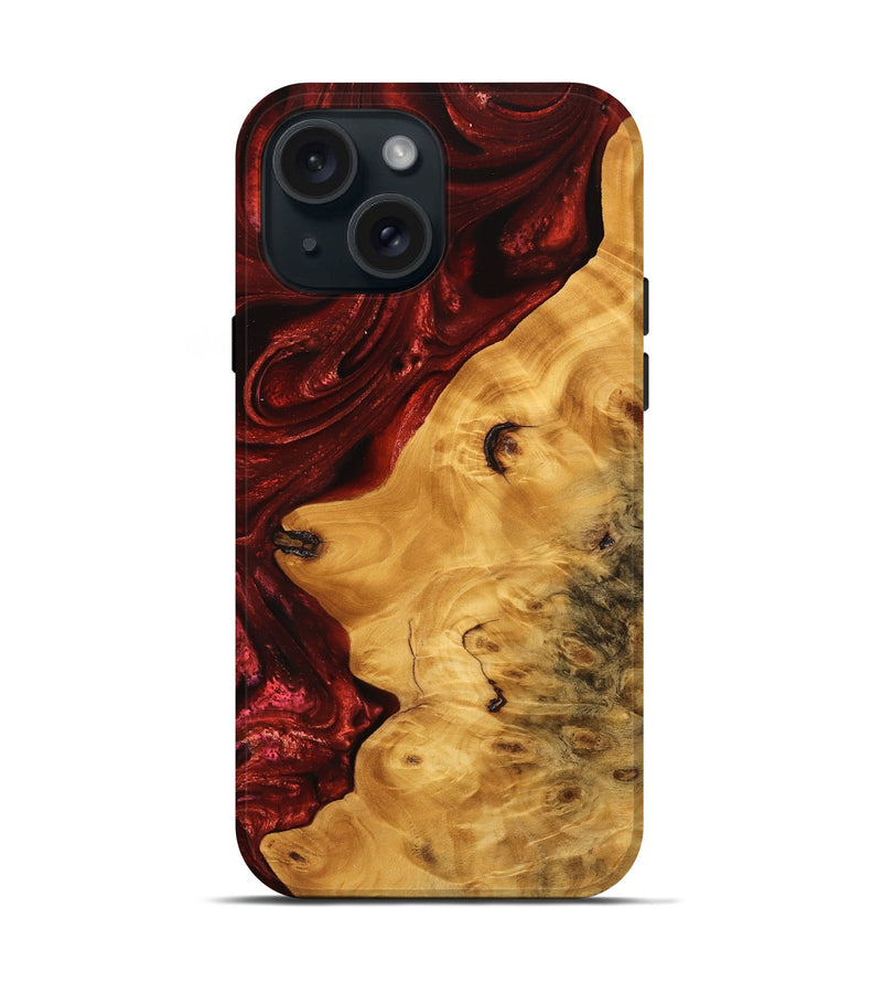 iPhone 15 Wood Live Edge Phone Case - Lorie (Red, 746318)