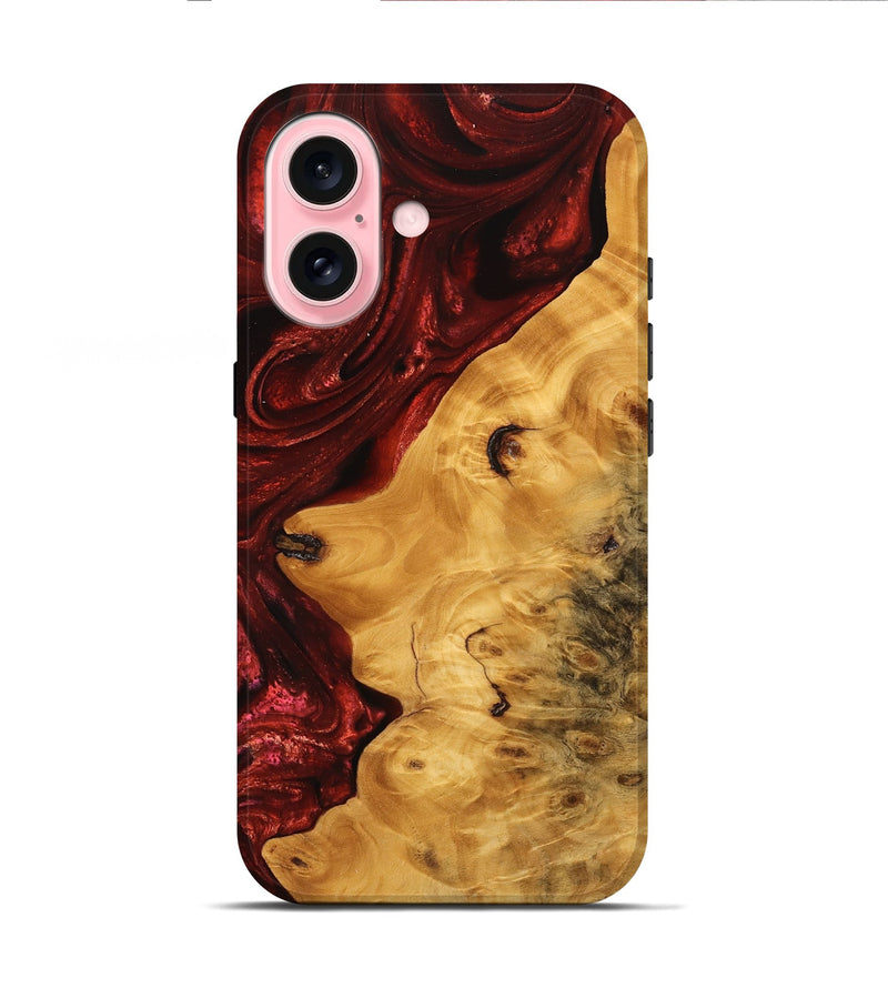 iPhone 16 Wood Live Edge Phone Case - Lorie (Red, 746318)