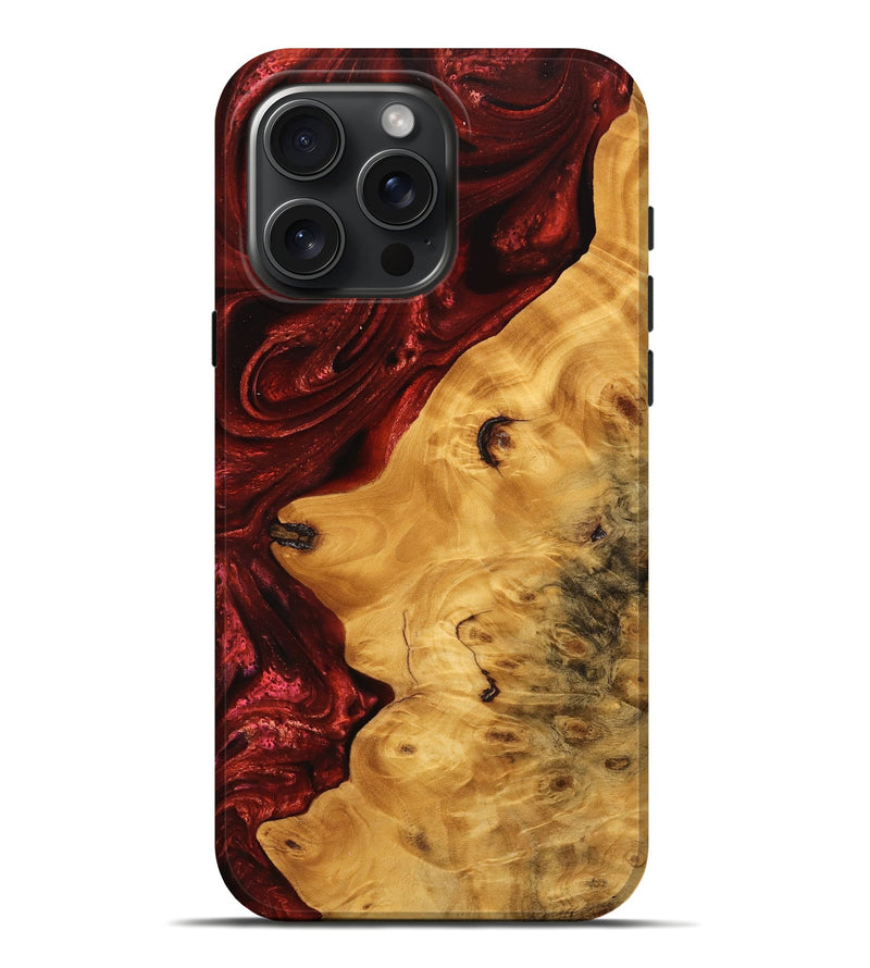 iPhone 16 Pro Max Wood Live Edge Phone Case - Lorie (Red, 746318)