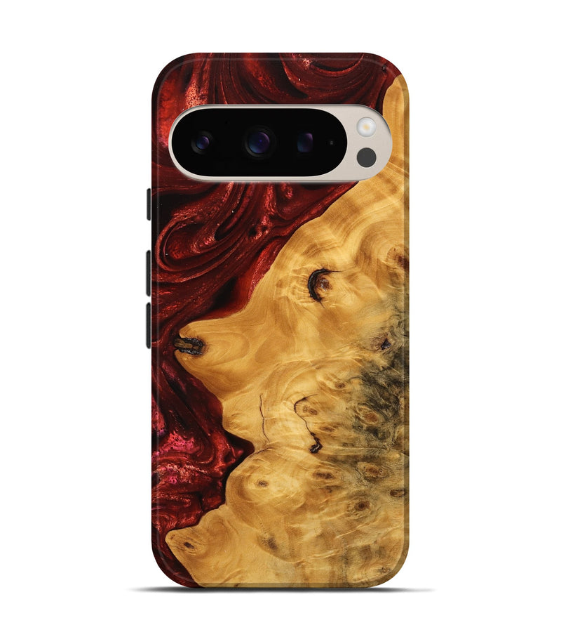 Pixel 9 Pro Wood Live Edge Phone Case - Lorie (Red, 746318)