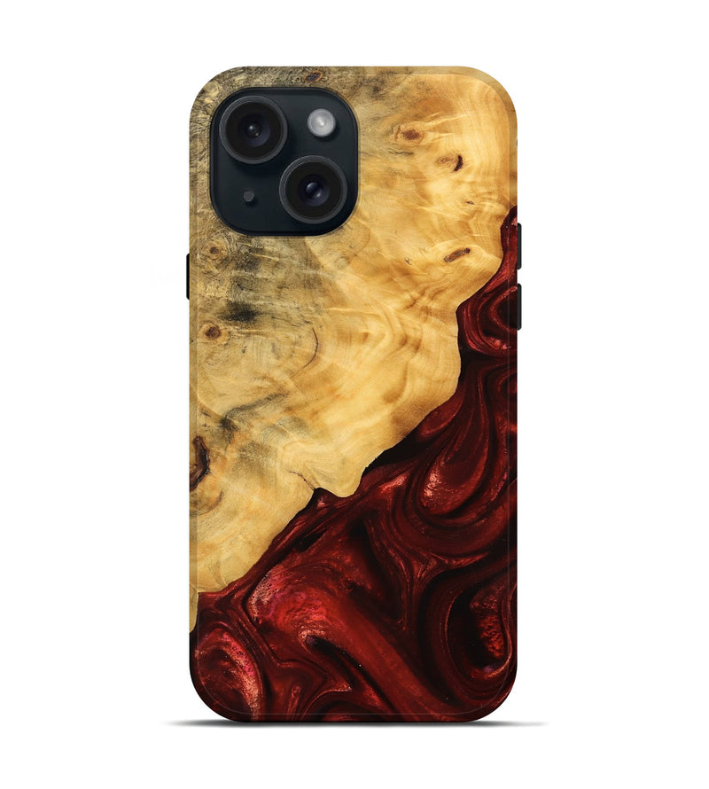 iPhone 15 Wood Live Edge Phone Case - Johnna (Red, 746319)