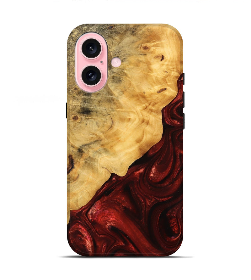 iPhone 16 Wood Live Edge Phone Case - Johnna (Red, 746319)