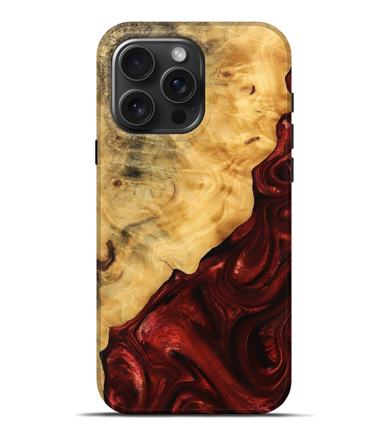 iPhone 16 Pro Max Wood Live Edge Phone Case - Johnna (Red, 746319)