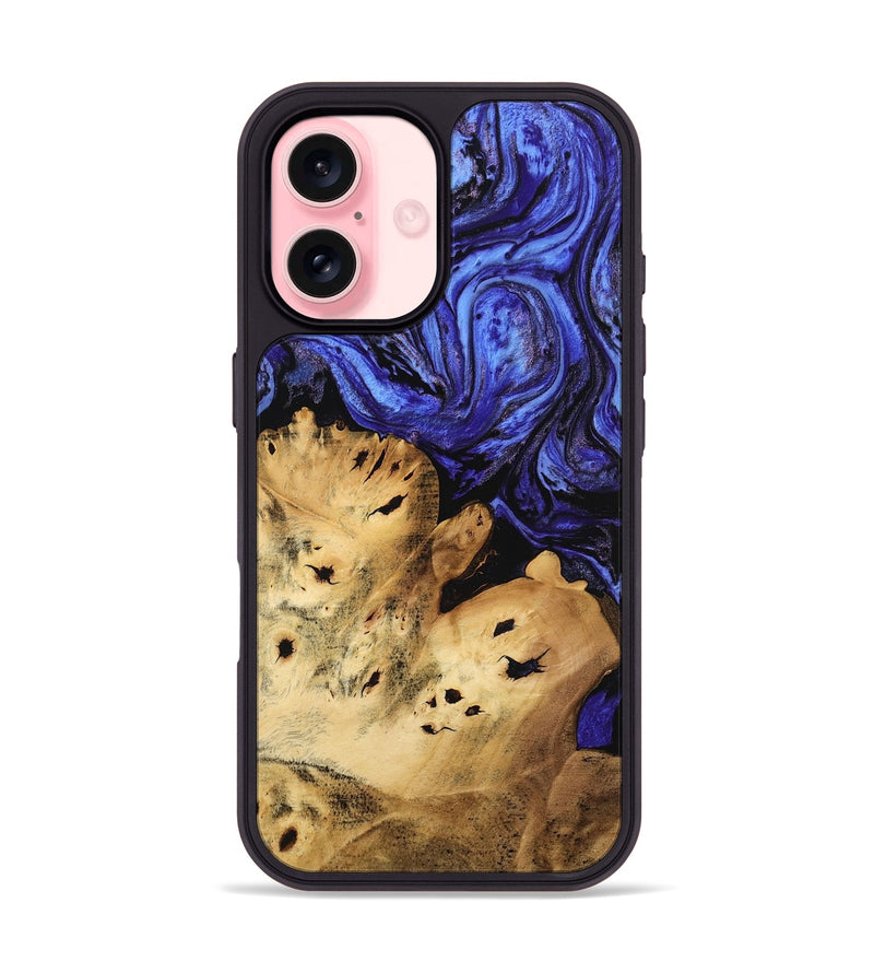 iPhone 16 Wood Phone Case - Branden (Blue, 746322)