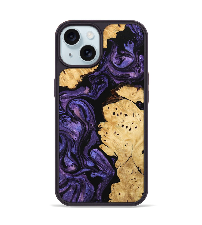 iPhone 15 Wood Phone Case - Evelyn (Purple, 746325)