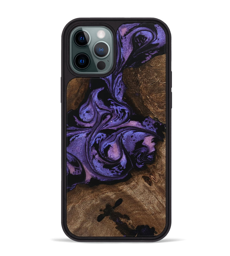 iPhone 12 Pro Max Wood Phone Case - Green (Purple, 746332)