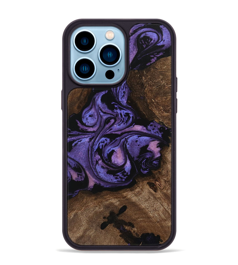 iPhone 14 Pro Max Wood Phone Case - Green (Purple, 746332)