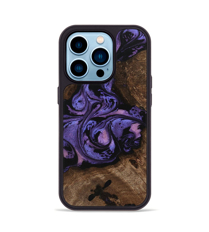 iPhone 14 Pro Wood Phone Case - Green (Purple, 746332)