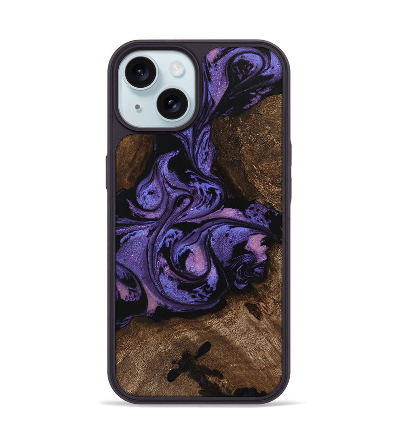 iPhone 15 Wood Phone Case - Green (Purple, 746332)