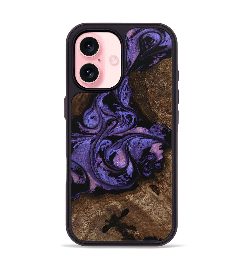 iPhone 16 Wood Phone Case - Green (Purple, 746332)