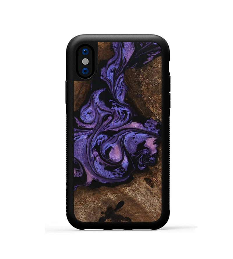 iPhone Xs Wood Phone Case - Green (Purple, 746332)