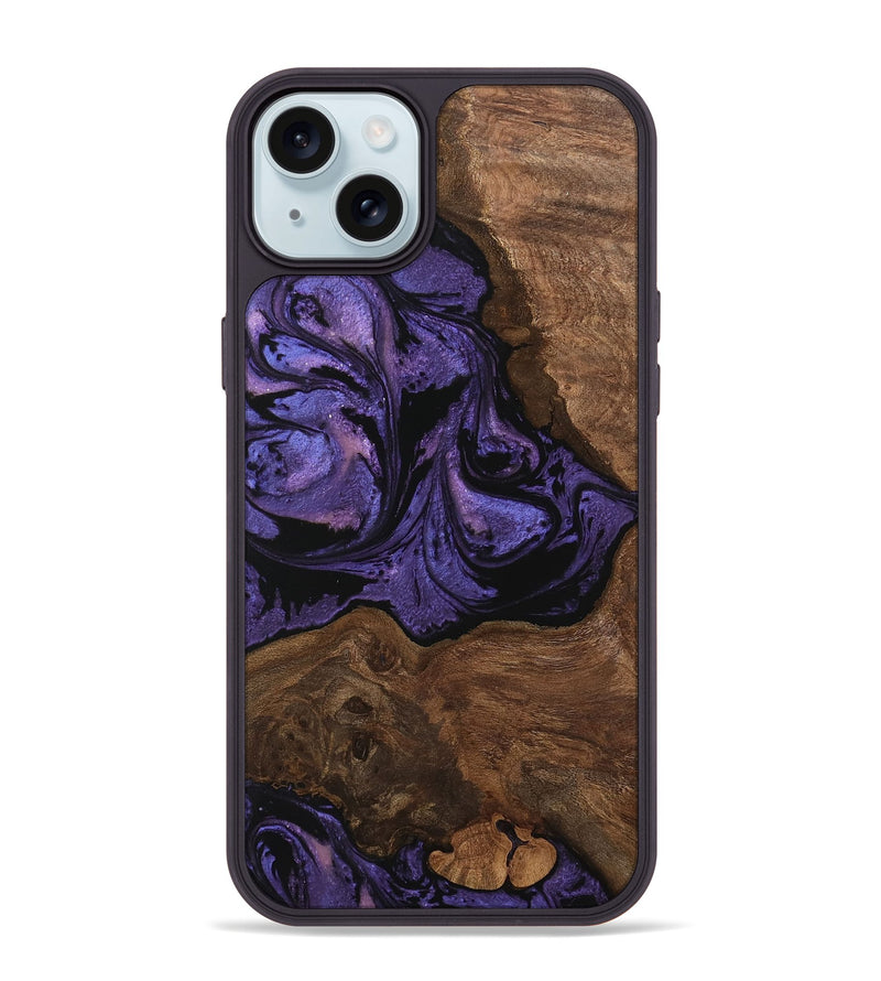 iPhone 15 Plus Wood Phone Case - Simone (Purple, 746335)