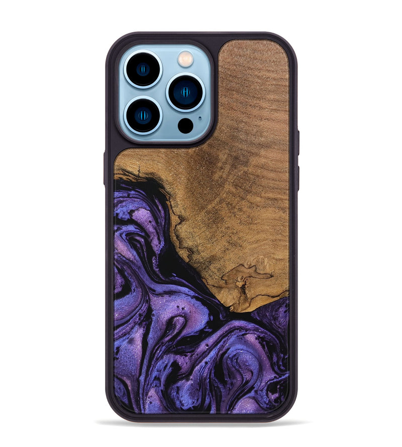 iPhone 14 Pro Max Wood Phone Case - Melany (Purple, 746338)