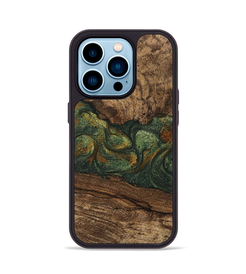 iPhone 14 Pro Wood Phone Case - Shanae (Green, 746345)