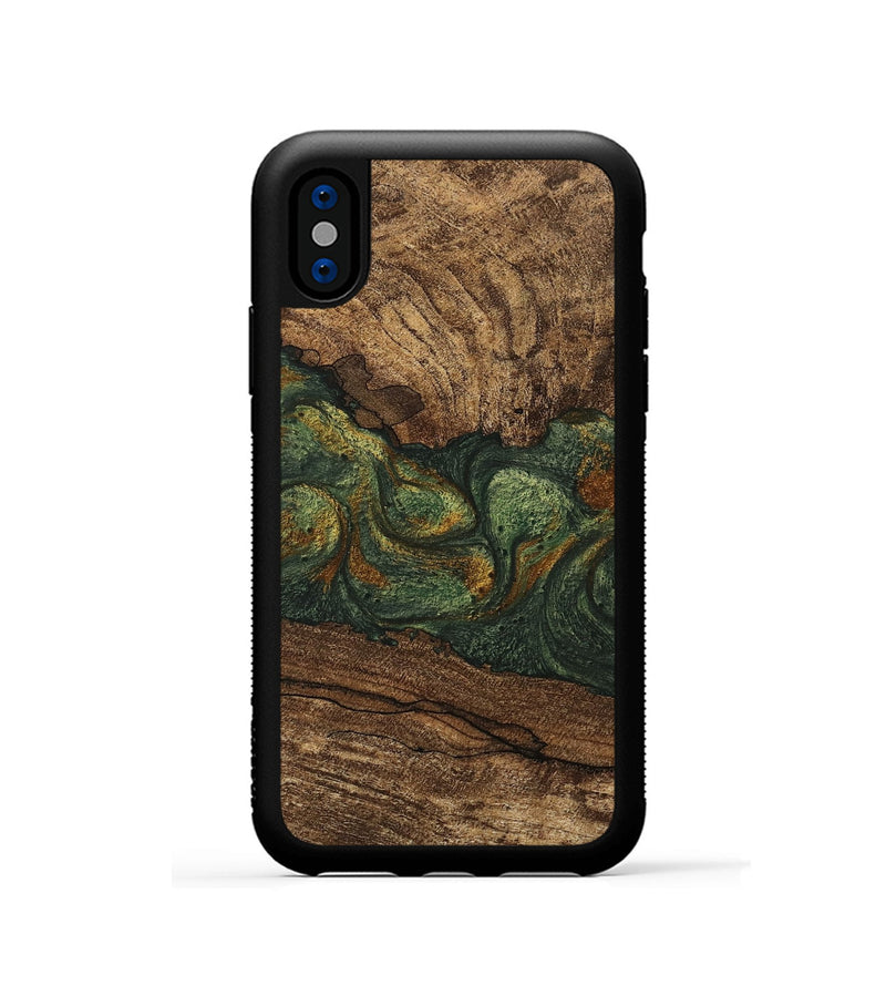 iPhone Xs Wood Phone Case - Shanae (Green, 746345)