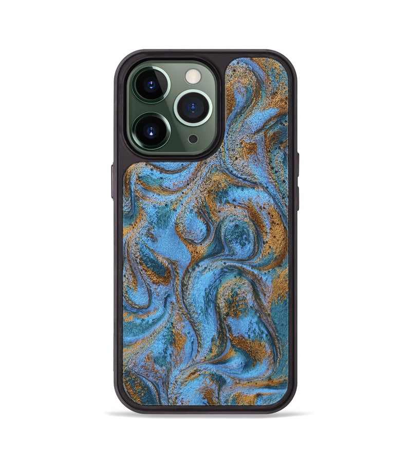 iPhone 13 Pro ResinArt Phone Case - Azrael (Teal & Gold, 746351)