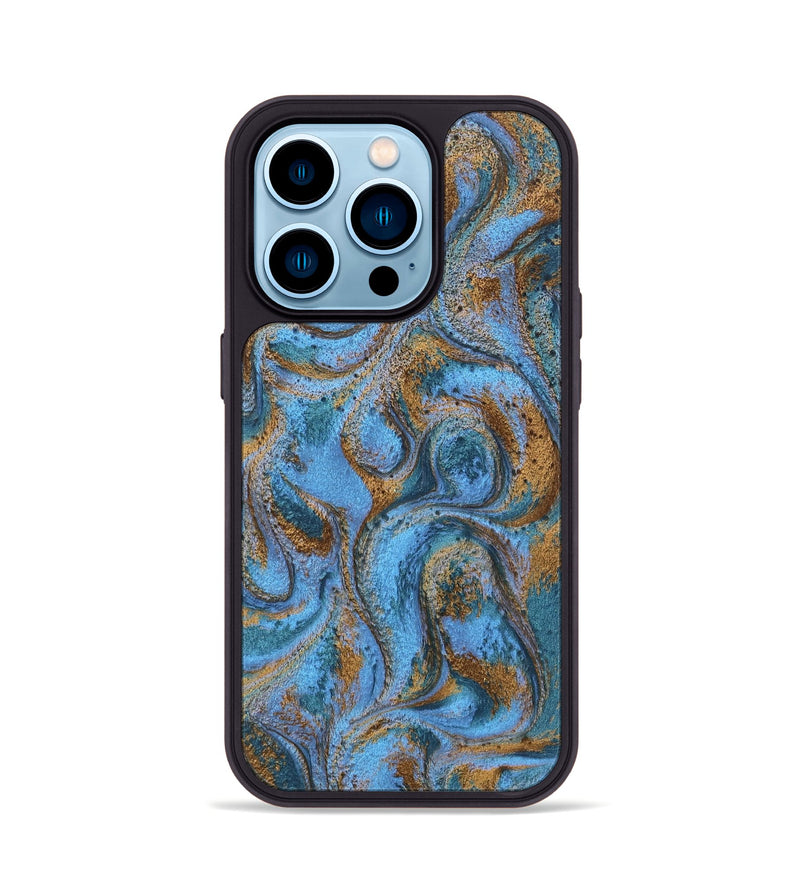 iPhone 14 Pro ResinArt Phone Case - Azrael (Teal & Gold, 746351)