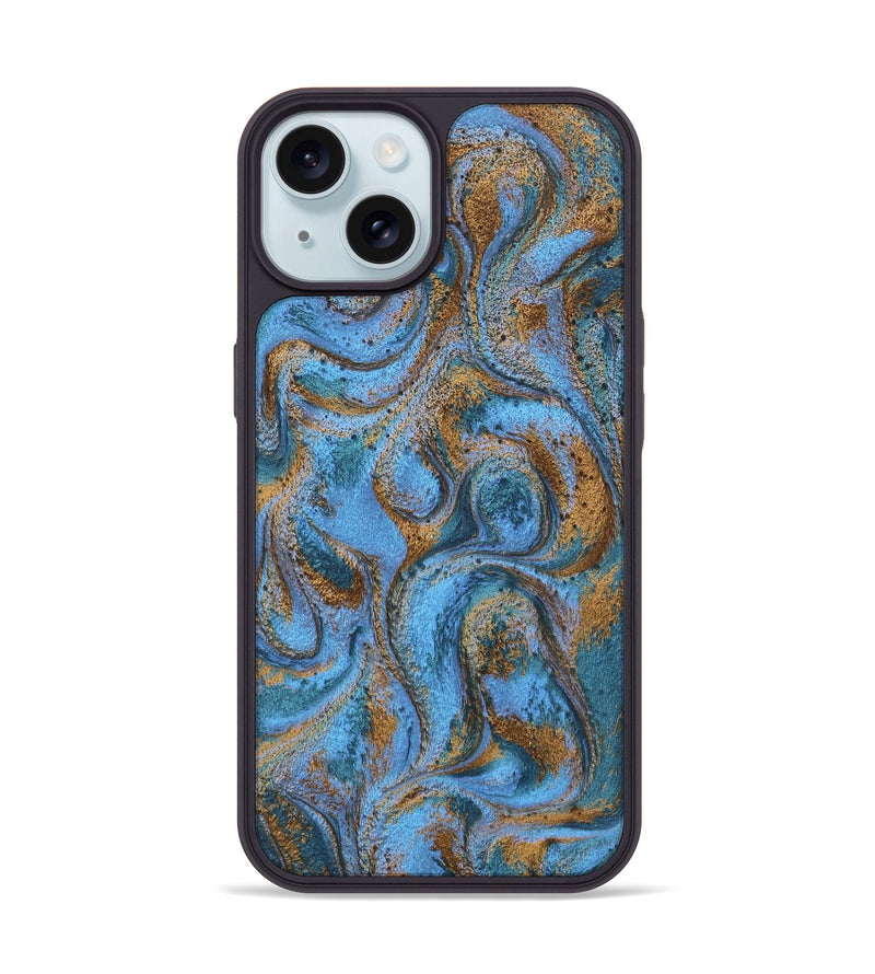 iPhone 15 ResinArt Phone Case - Azrael (Teal & Gold, 746351)