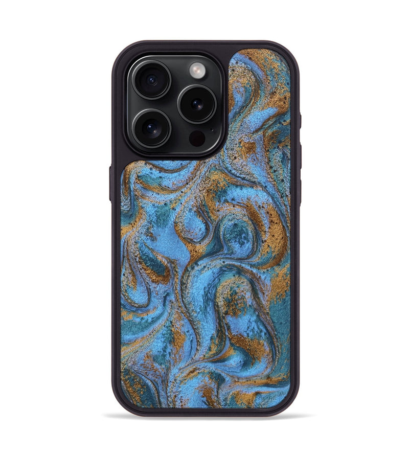 iPhone 15 Pro ResinArt Phone Case - Azrael (Teal & Gold, 746351)