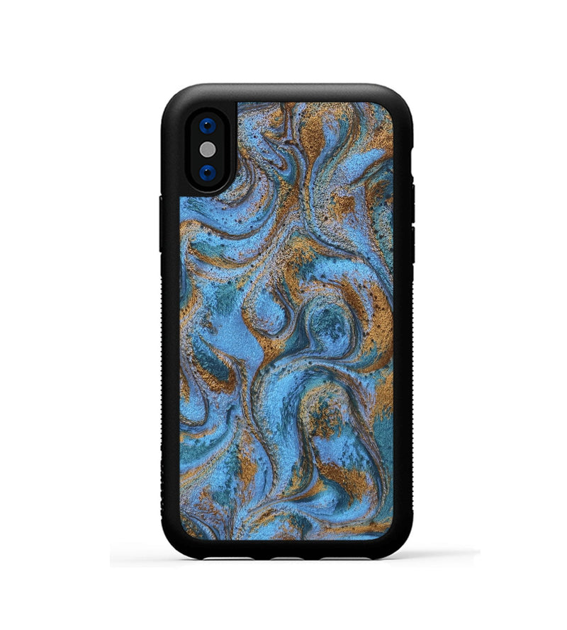 iPhone Xs ResinArt Phone Case - Azrael (Teal & Gold, 746351)