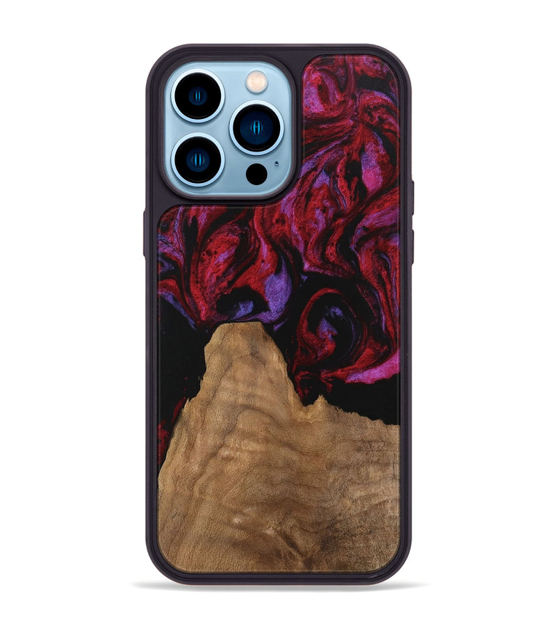 iPhone 14 Pro Max Wood Phone Case - Octavio (Red, 746353)