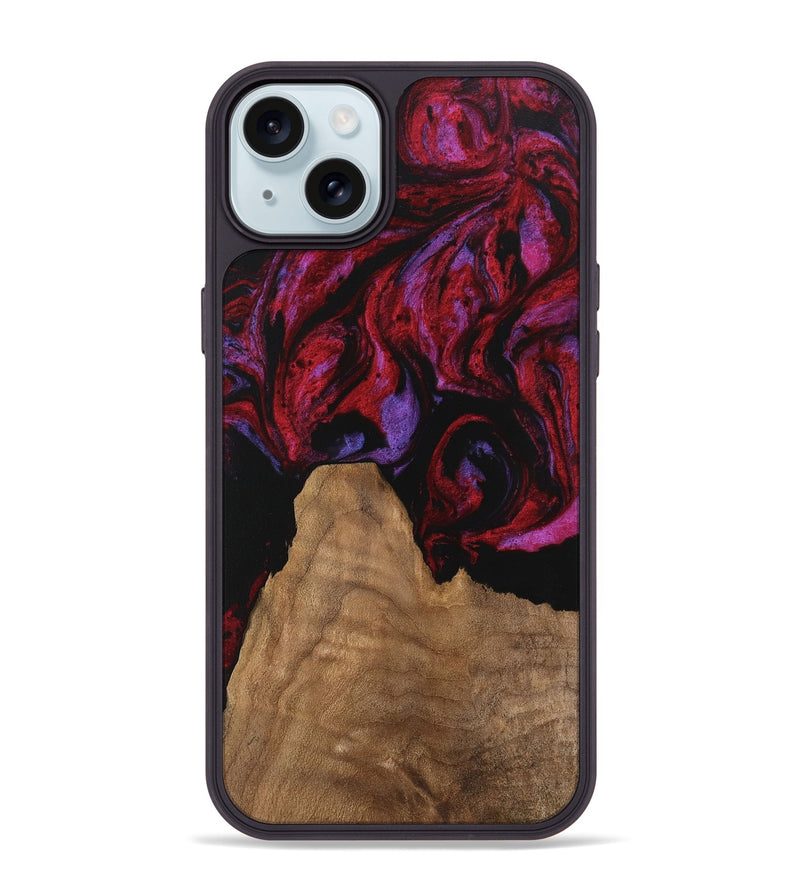 iPhone 15 Plus Wood Phone Case - Octavio (Red, 746353)