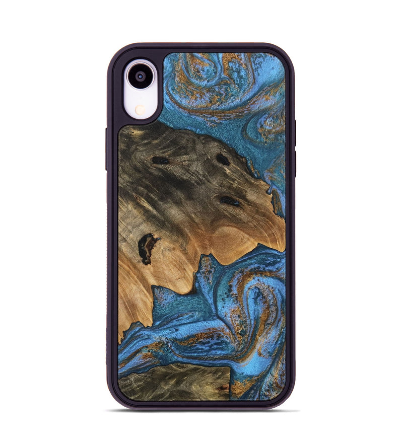 iPhone Xr Wood Phone Case - Denisse (Teal & Gold, 746355)