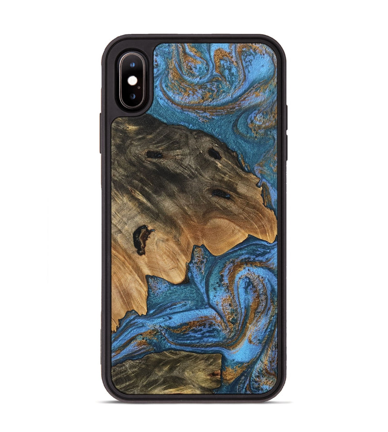 iPhone Xs Max Wood Phone Case - Denisse (Teal & Gold, 746355)