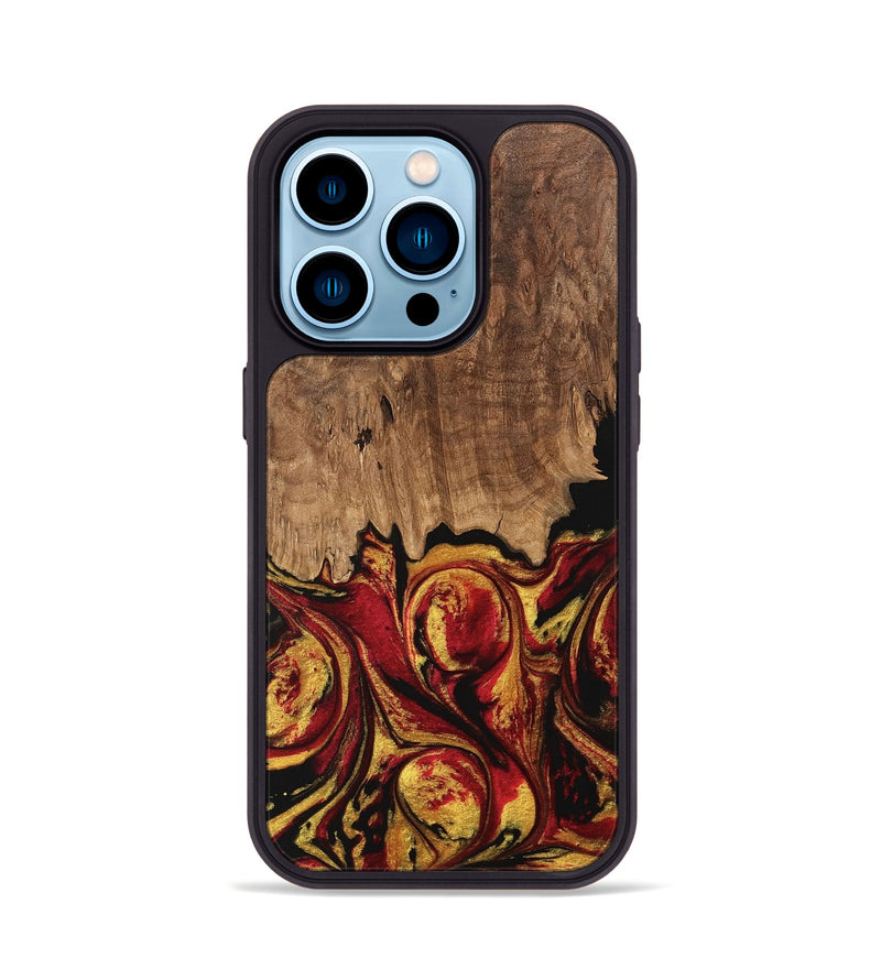 iPhone 14 Pro Wood Phone Case - Jesica (Red, 746358)